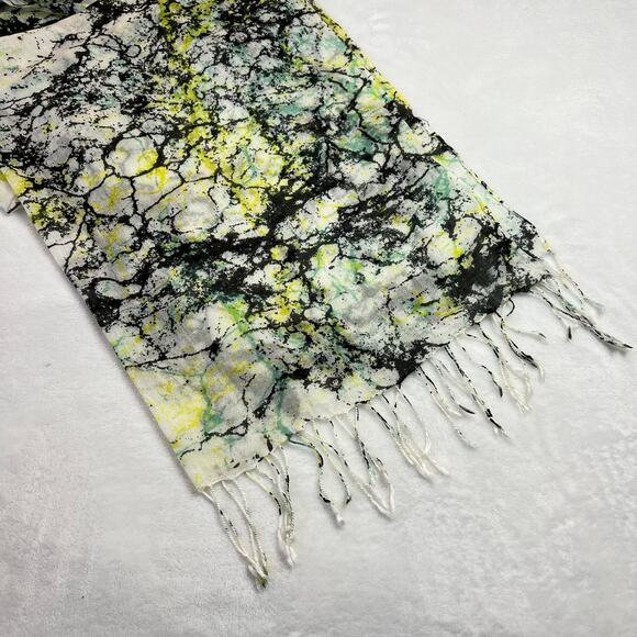 Women's Abstract Print Fringe Lightweight Summer Scarf Size O/S Artsy Colorful - Picture 2 of 3